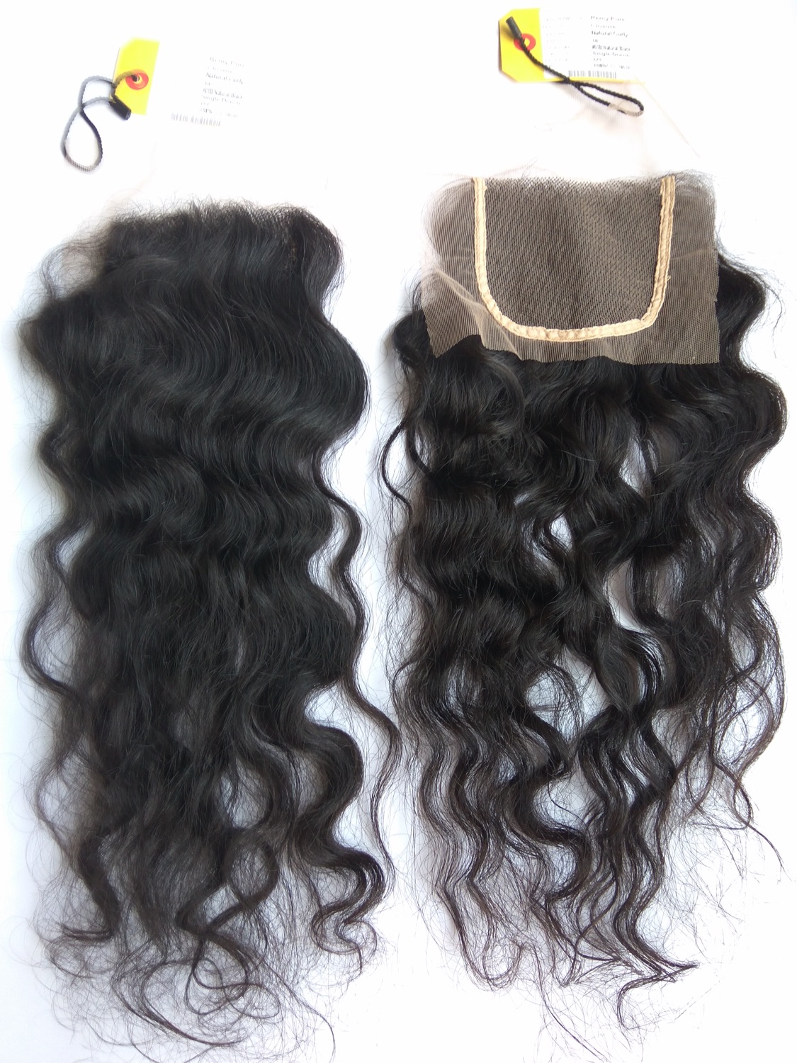 Juttu Extensions natural curly closures — natural black virgin Remy, 18 inch